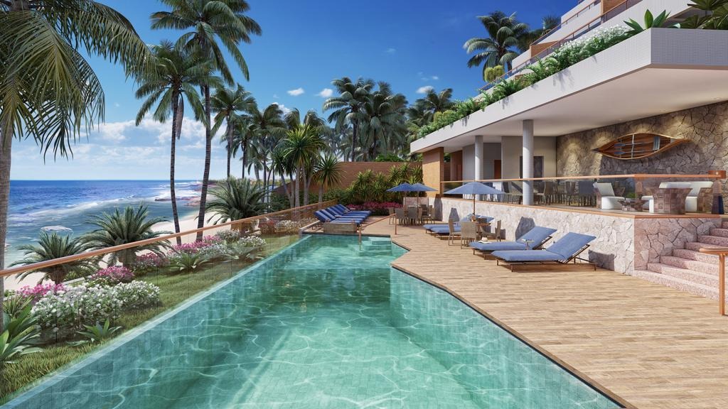 Piscina de borda infinita do Azure Beach Living