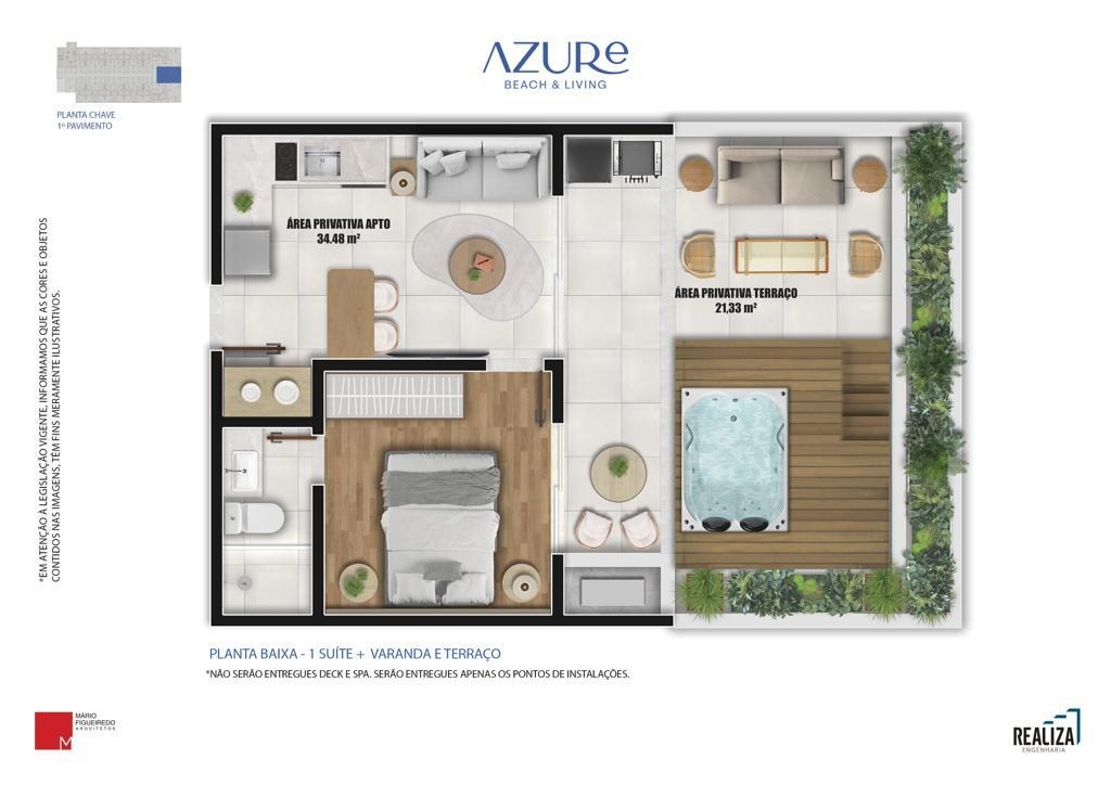 Unidade Garden 1 Suíte com Terraço e Varanda